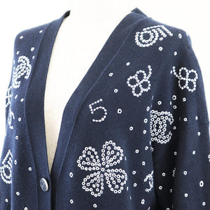 Chanel Knit igan P74636 Navy White
