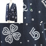 Chanel Knit igan P74636 Navy White