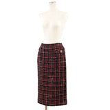 Chanel Tweed Skirt P73177, Crystal Button, Check Pattern, Black/Red/Mustard