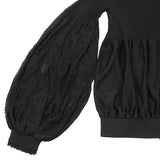 Chanel P29729 Knit Lace Combination Stand Collar igan