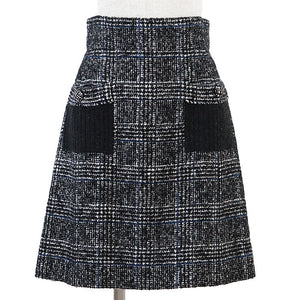 Chanel Glen Check Wool Nylon Skirt