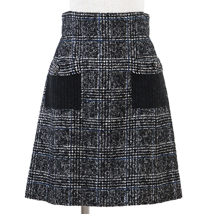 Chanel Glen Check Wool Nylon Skirt