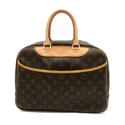 Louis Vuitton Deauville Handbag PVC Coated Canvas Monogram Brown