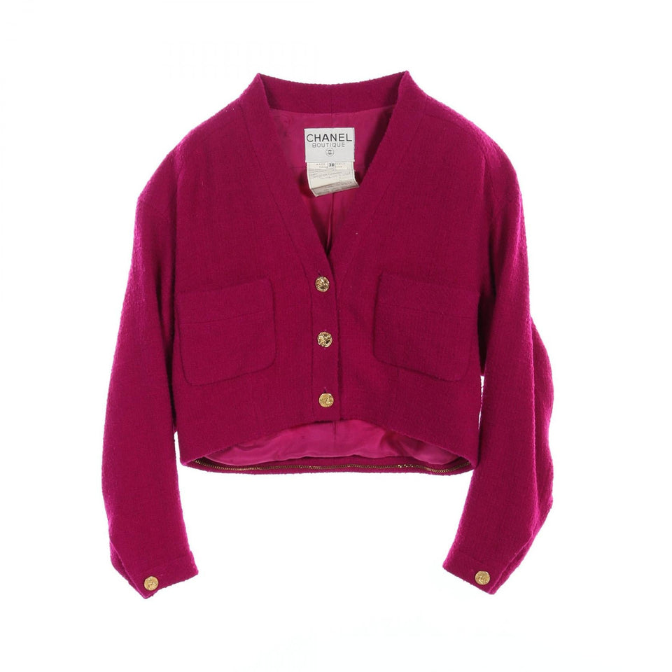 Chanel Wool Collarless Jacket Outerwear