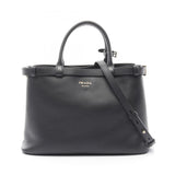 Prada Buckle Double Belt Leather Handbag