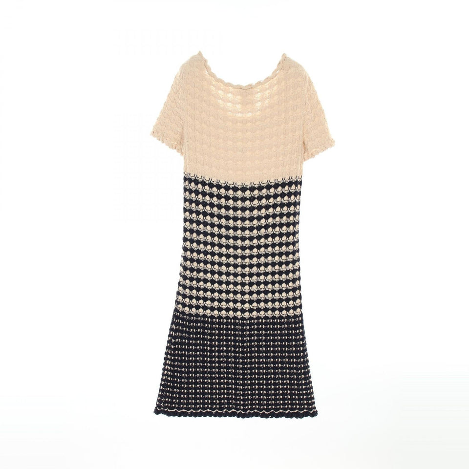 Chanel Coco Mark Button Rayon Cotton Silk Dress