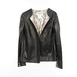 Chanel No Collar Jacket Leather Jacket