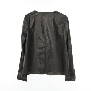 Chanel No Collar Jacket Leather Jacket