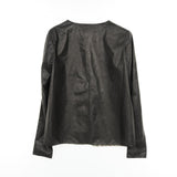 Chanel No Collar Jacket Leather Jacket
