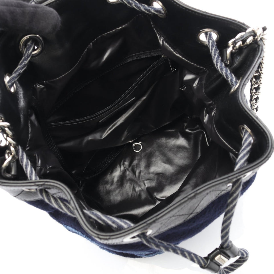 Chanel Embroidery Wool Leather Shoulder Bag