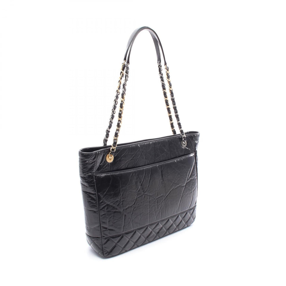 Chanel Matelassé Patent Leather Shiny Aged Calfskin Tote Bag