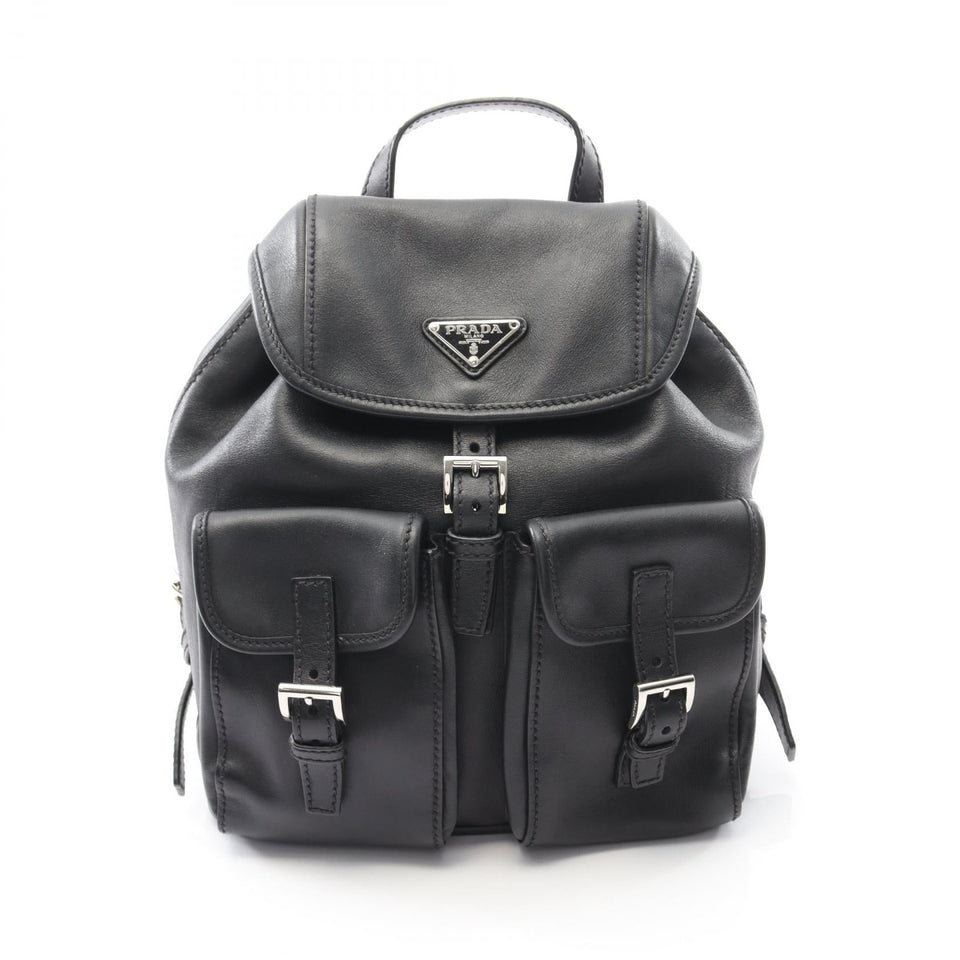 Prada Triangle Logo Leather Backpack