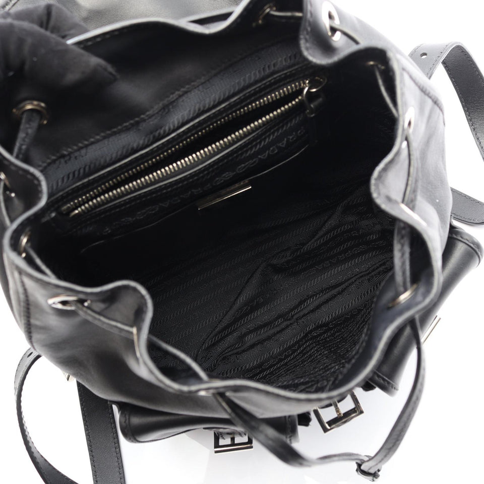 Prada Triangle Logo Leather Backpack