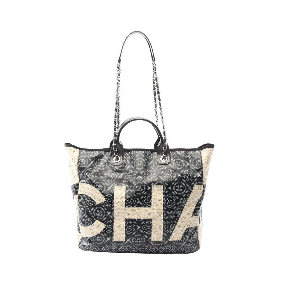 Chanel Coco Mark Camellia PVC Coated Canvas Tote Bag