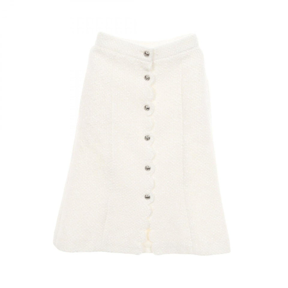 Chanel Coco Mark Button Wool Blend Skirt
