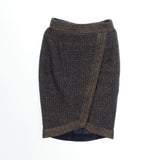Chanel Gripoix Button Wool Viscose Skirt