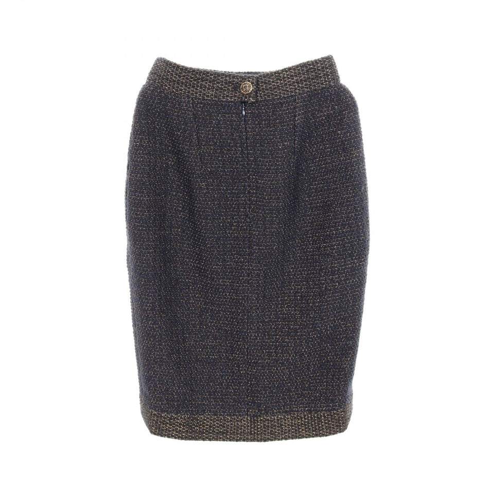 Chanel Gripoix Button Wool Viscose Skirt