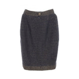 Chanel Gripoix Button Wool Viscose Skirt