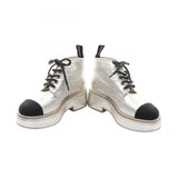 Chanel Coco Mark Leather Fabric Boots
