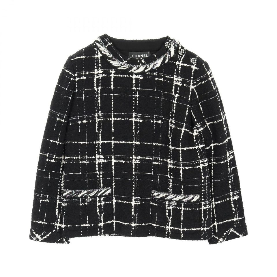Chanel Coco Mark Button Wool Silk Blouse