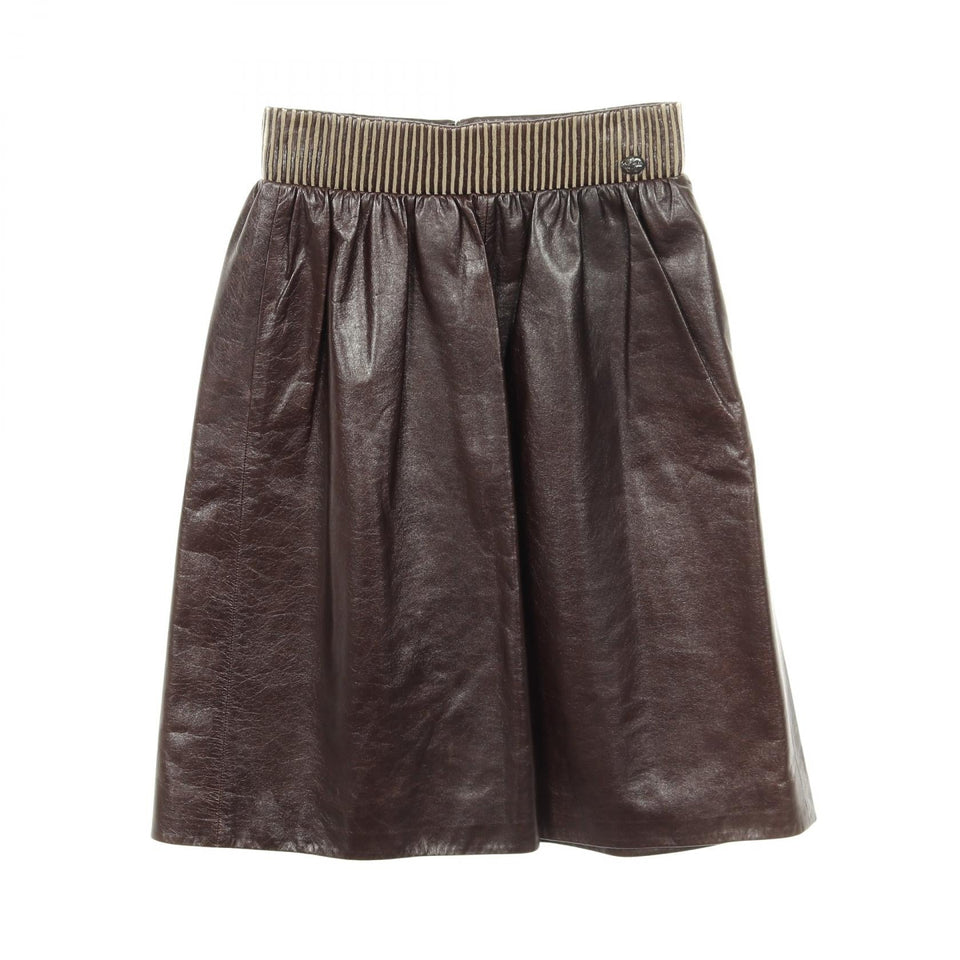 Chanel Coco Mark Button Lambskin Skirt