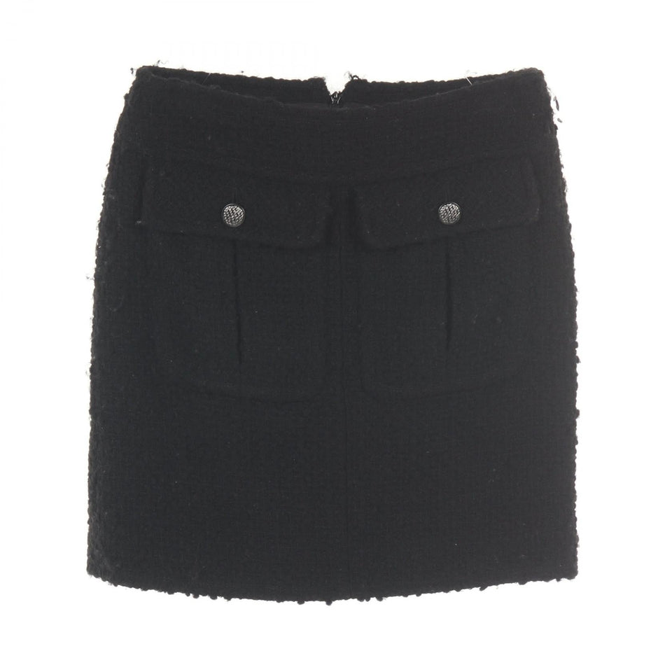 Chanel Coco Mark Button Tweed Wool Skirt
