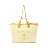 Chanel Deauville Leather Raffia Tote Bag