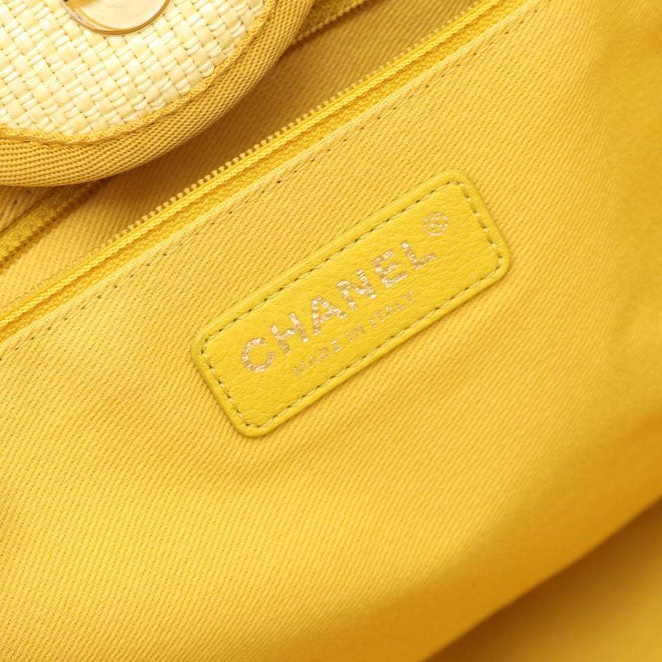 Chanel Deauville Leather Raffia Tote Bag