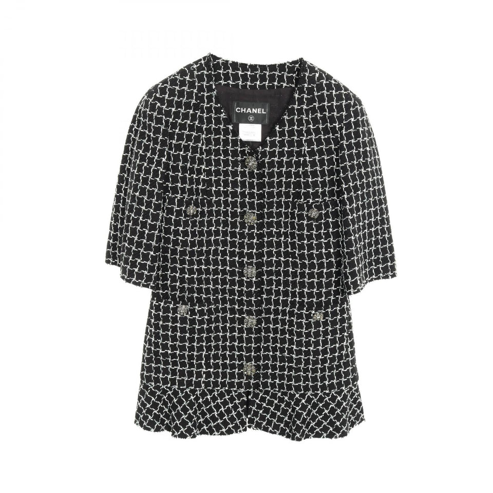 Chanel Gripoix Button Tweed Wool Cotton Jacket