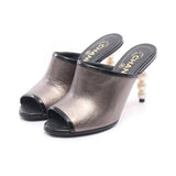 Chanel Pearl Heel Leather Sandals