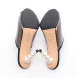 Chanel Pearl Heel Leather Sandals
