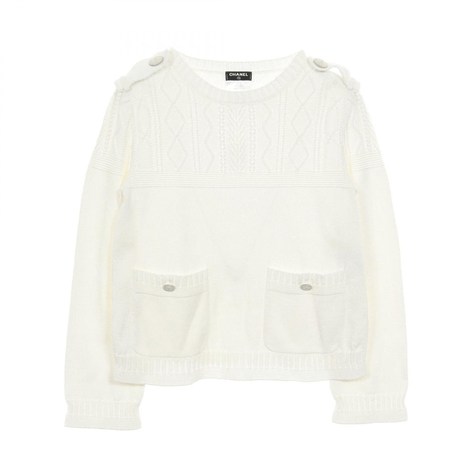 Chanel Coco Mark Button Cotton Knit Top