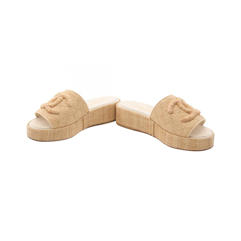 Chanel Coco Mark Straw Sandals