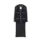 Chanel Camelia Button Wool Silk Suit