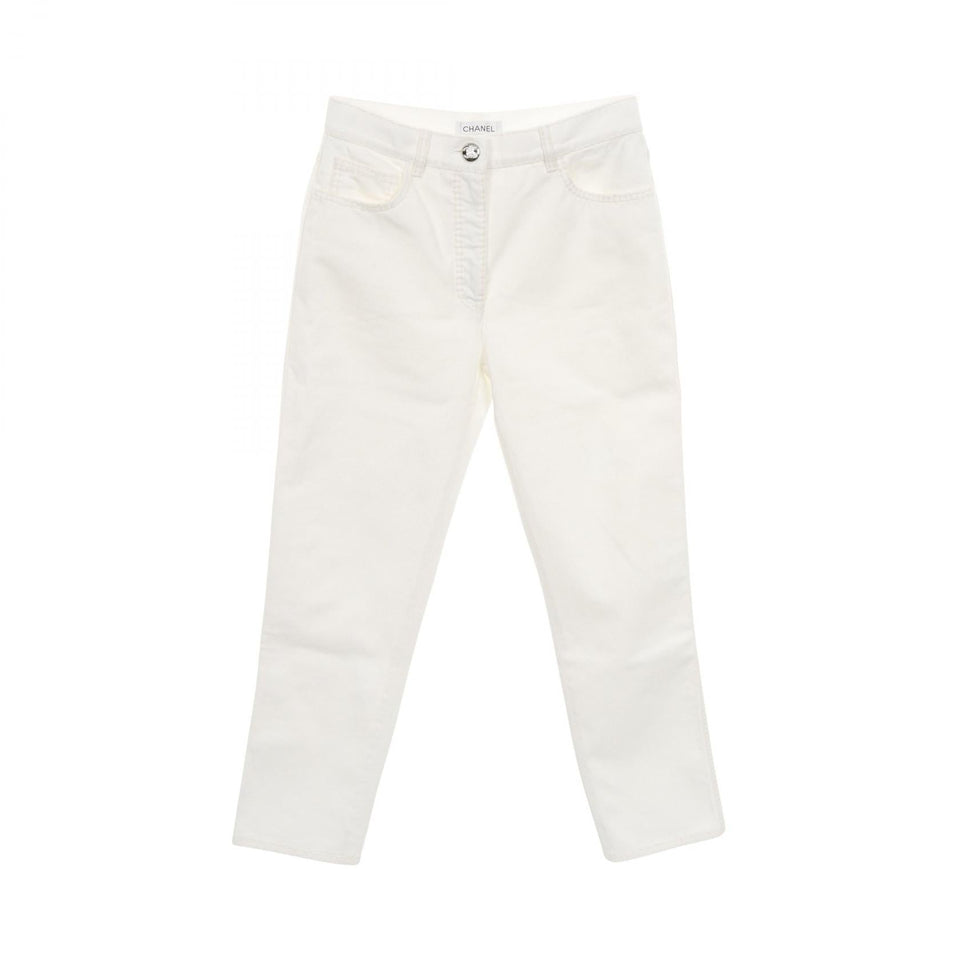 Chanel Coco Mark Button Cotton Denim Pants