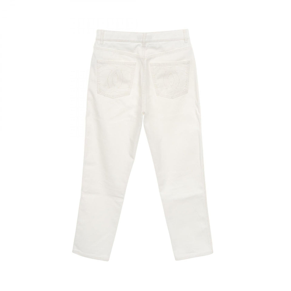 Chanel Coco Mark Button Cotton Denim Pants