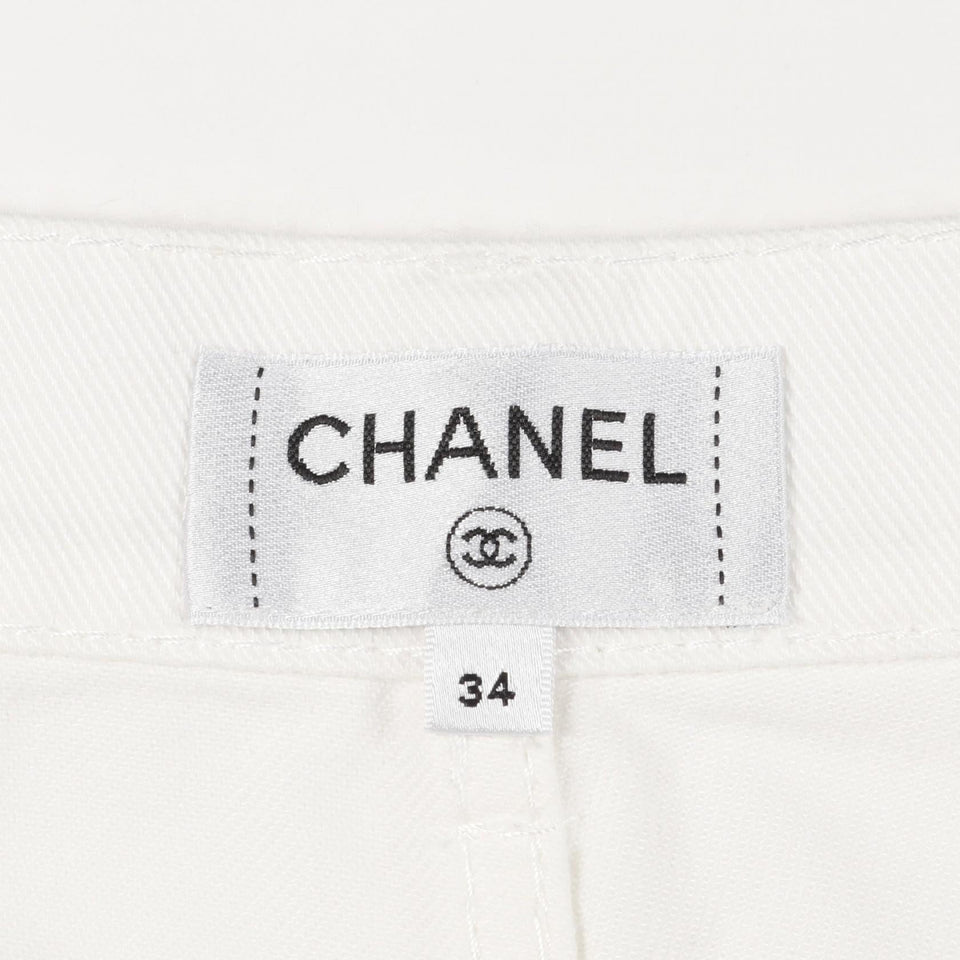 Chanel Coco Mark Button Cotton Denim Pants