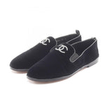 Chanel Coco Mark Fabric Slip-on Shoes