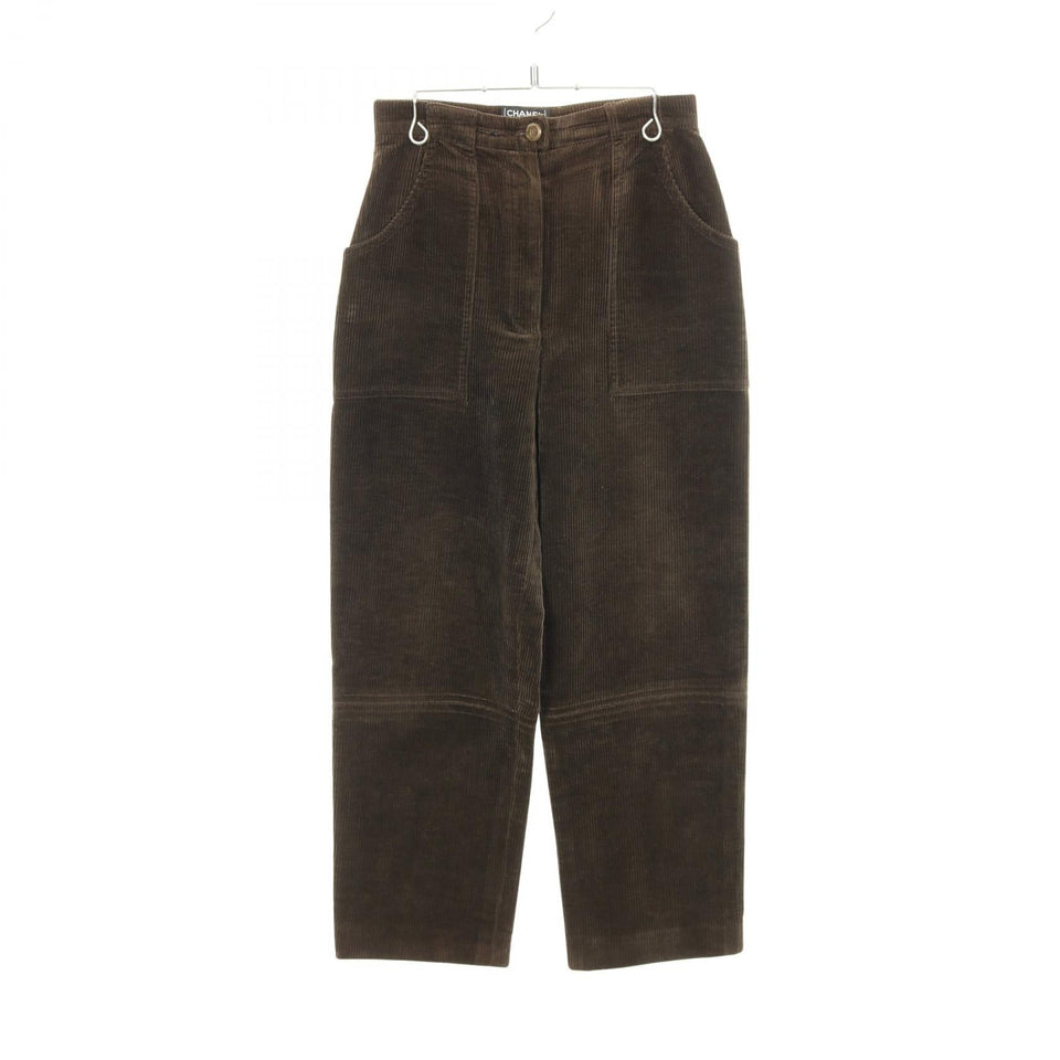 Chanel Coco Mark Button Corduroy Cotton Wool Pants