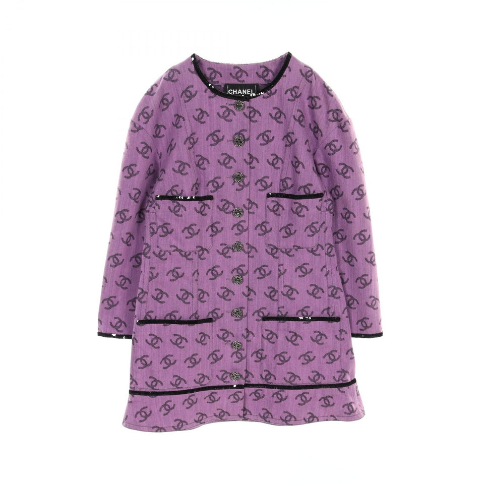 Chanel Coco Mark Cotton Collarless Jacket