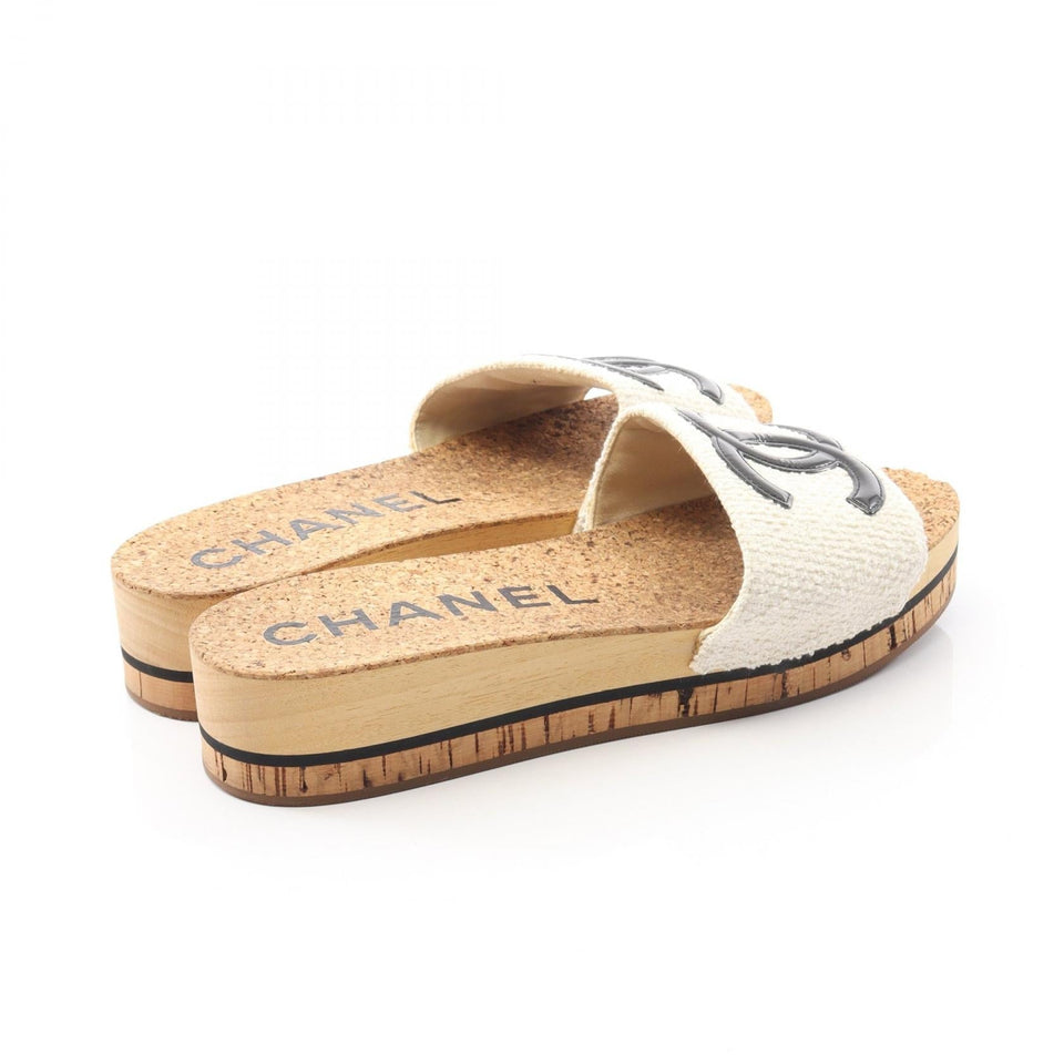 Chanel Coco Mark Fabric Patent Leather Mules
