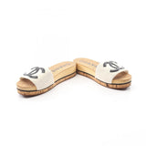 Chanel Coco Mark Fabric Patent Leather Mules