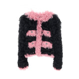 Chanel Coco Mark Button Shearling Collarless Jacket