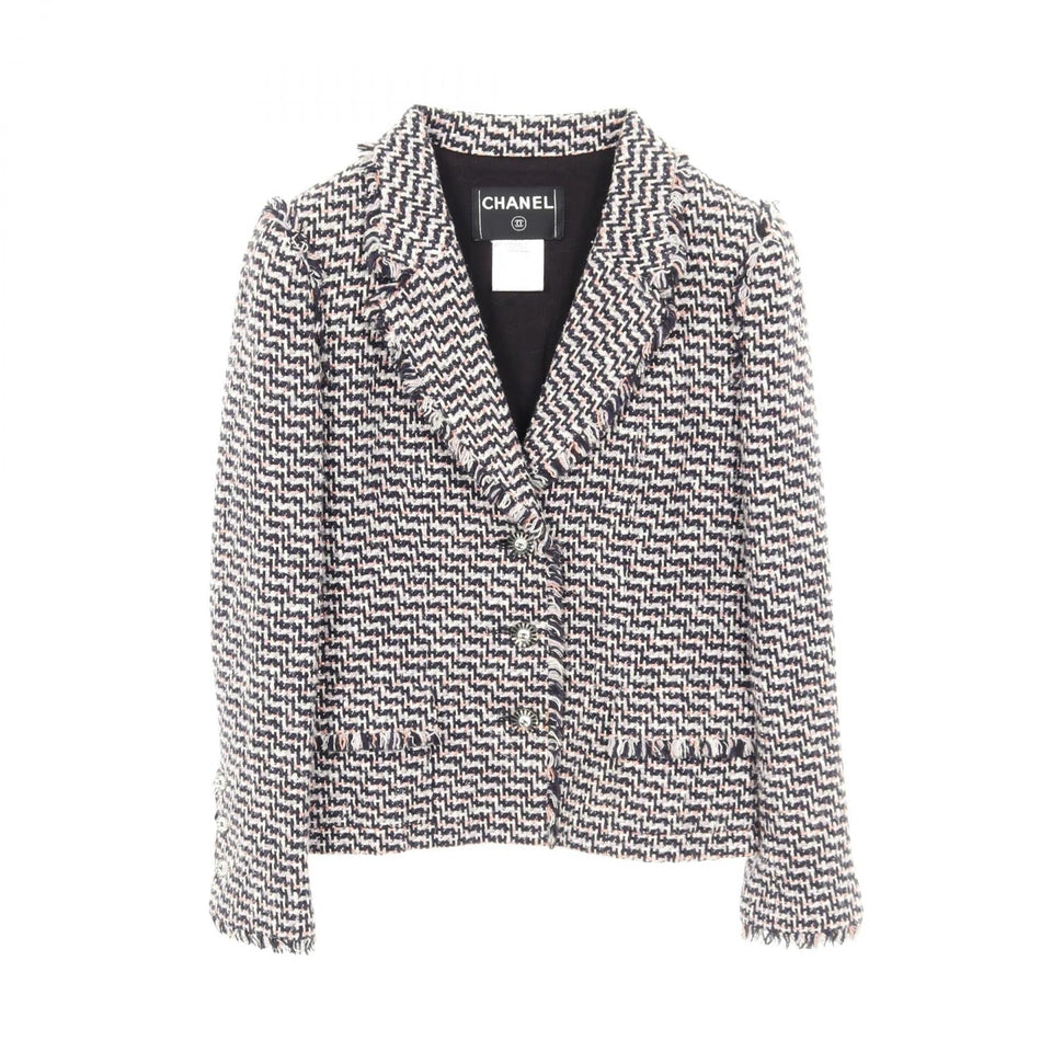 Chanel Coco Mark Button Silk Cotton Rayon Tweed Outerwear