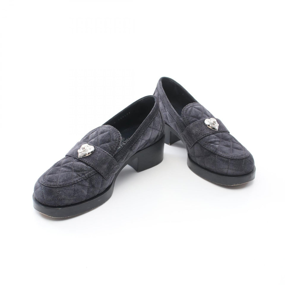 Chanel Matelasse Coco Mark Heart Turn Lock Suede Loafers