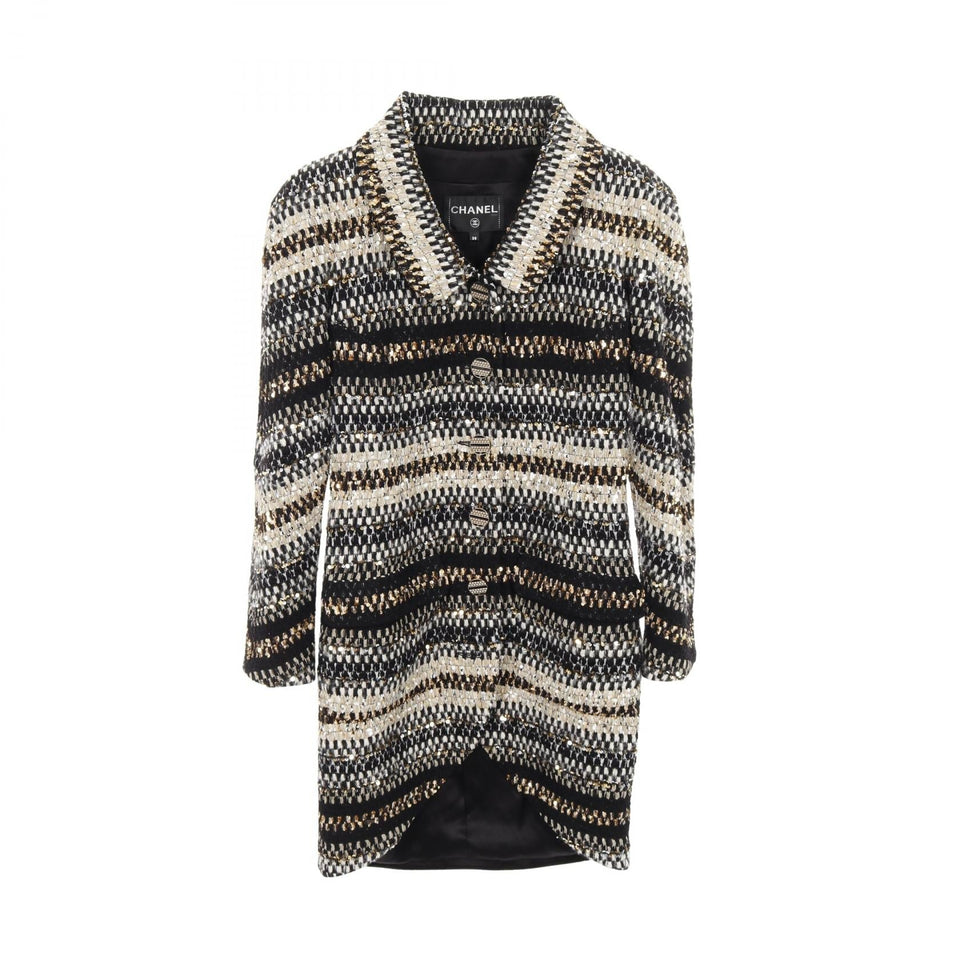 Chanel Coco Mark Button Nylon Wool Polyester Outerwear