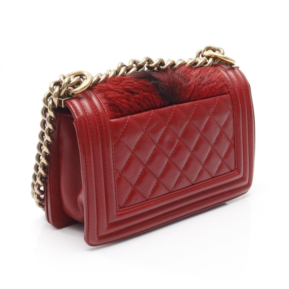 Chanel Boy Chanel Leather Fur Shoulder Bag
