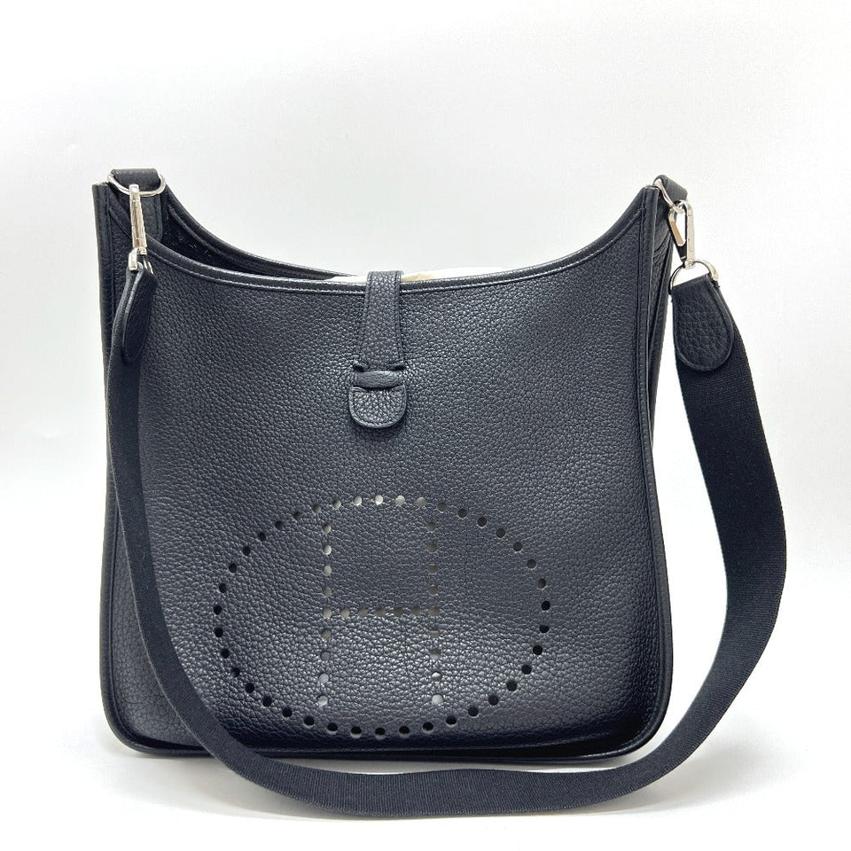 Hermes Shoulder Bag Taurillon Clemence black Evelyn 1GM