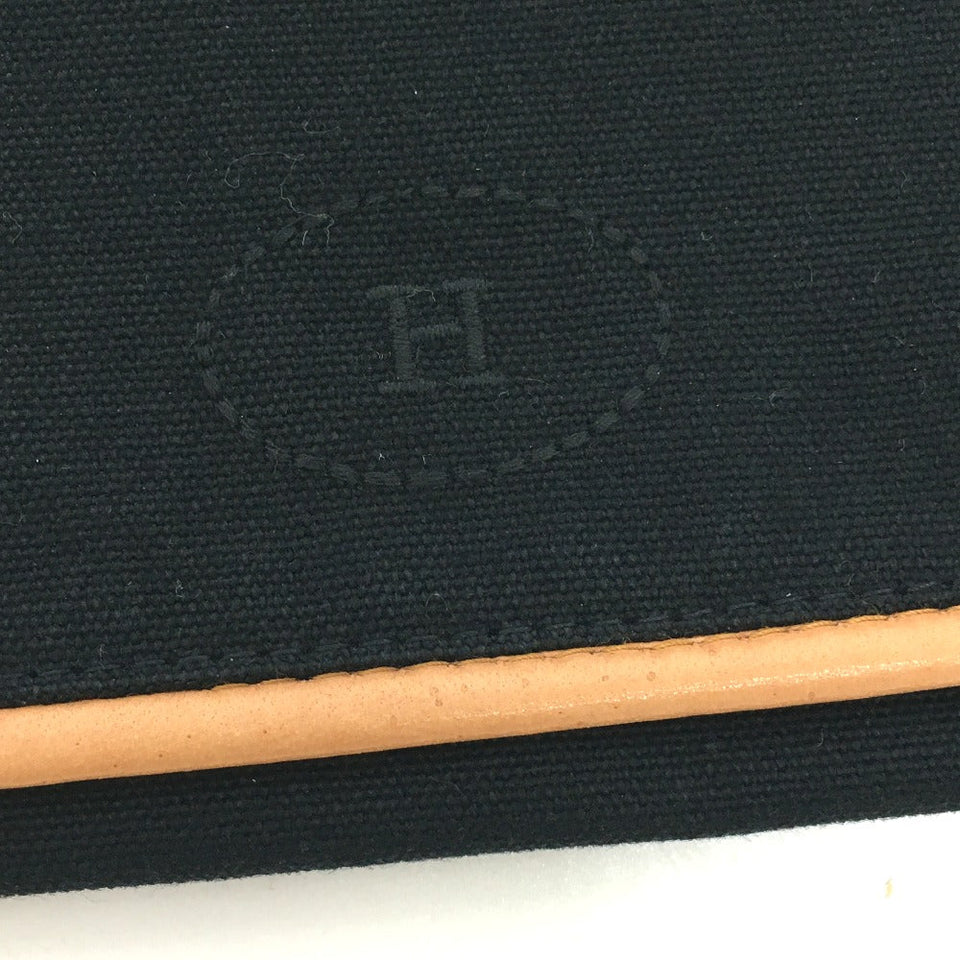 Hermes Pouch canvas black Bolide cotton travel pouch