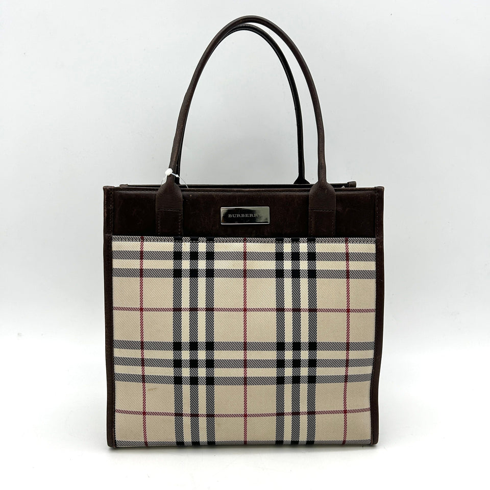 Luxury Burberry Leather Trimmed PVC Handle Bag - Neutrals Handle Bags, Handbags bb5517bb